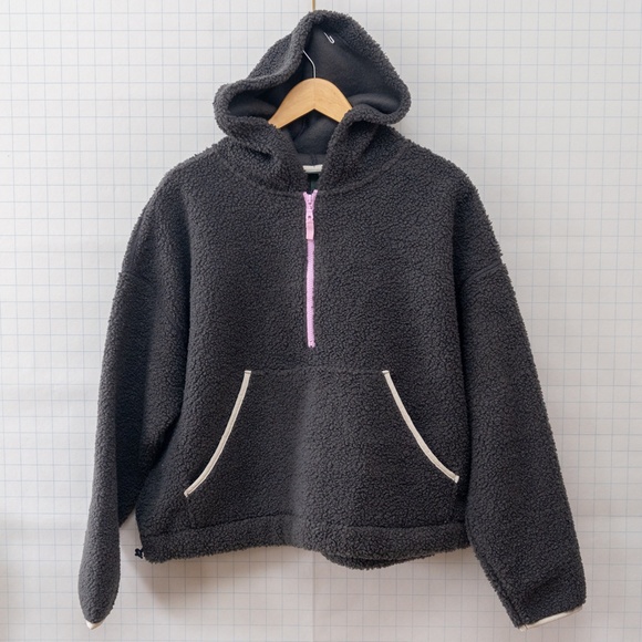 *NWT* Wild Fable Half Zip Anorak Hoodie Sherpa - Gray - Size L - Picture 3 of 9